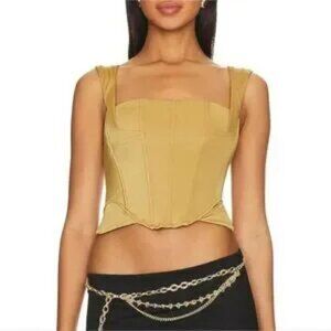 NWT$128 HAH Knock Out Corset Bustier Top Shroom Gold Tan Festival Y2K SMALL